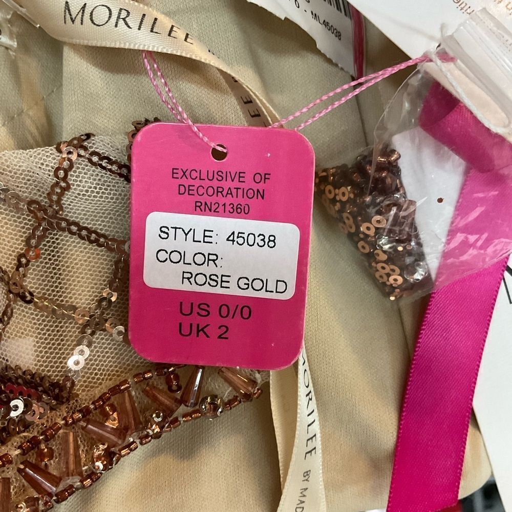 NEW MORILEE  Style# 45038 gold two pieces sequins gown maxi dress 0 - Picture 9 of 13